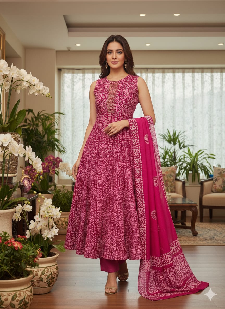 Shree Shanti Selection - Pink Anarkali Kurta Set